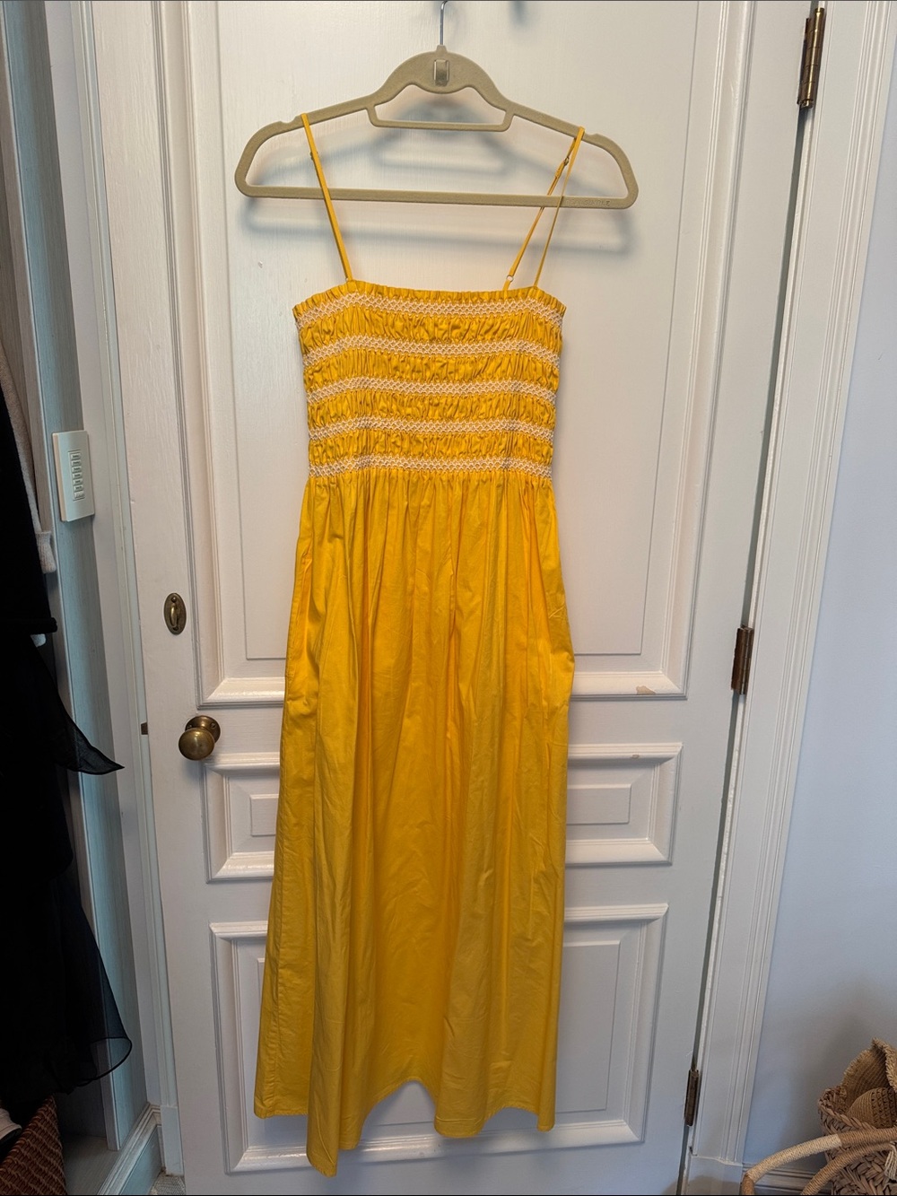 pistola Yellow Smocked Maxi Dress with Spaghetti Straps